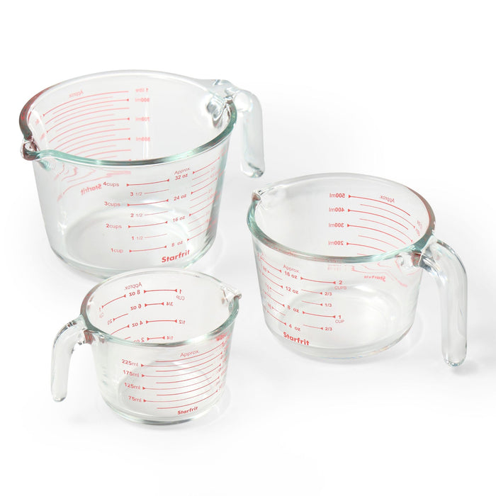 Ensemble de 3 tasses à mesurer en borosilicate 250, 500 et 1000 ml, Starfrit