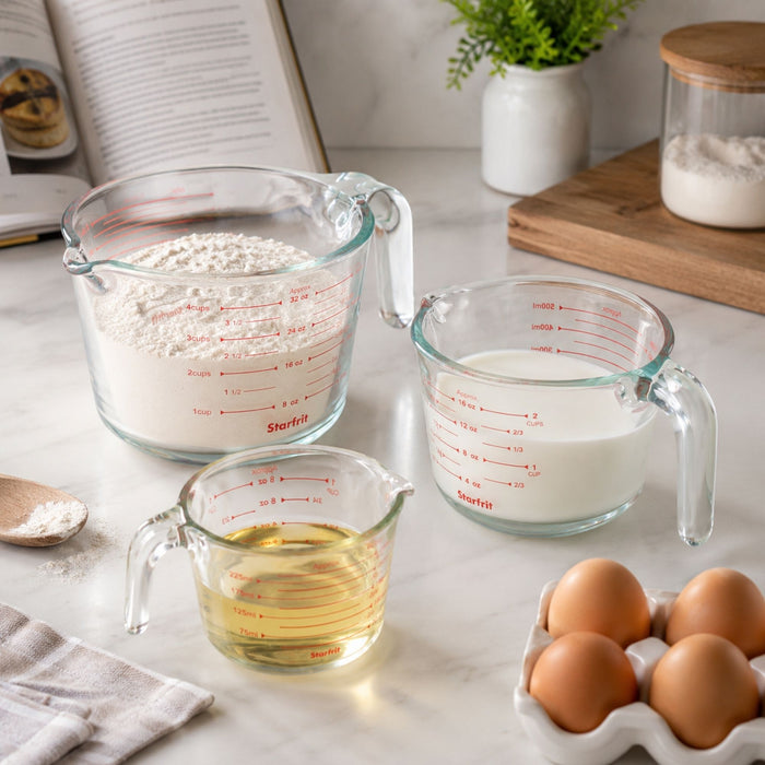 Ensemble de 3 tasses à mesurer en borosilicate 250, 500 et 1000 ml, Starfrit