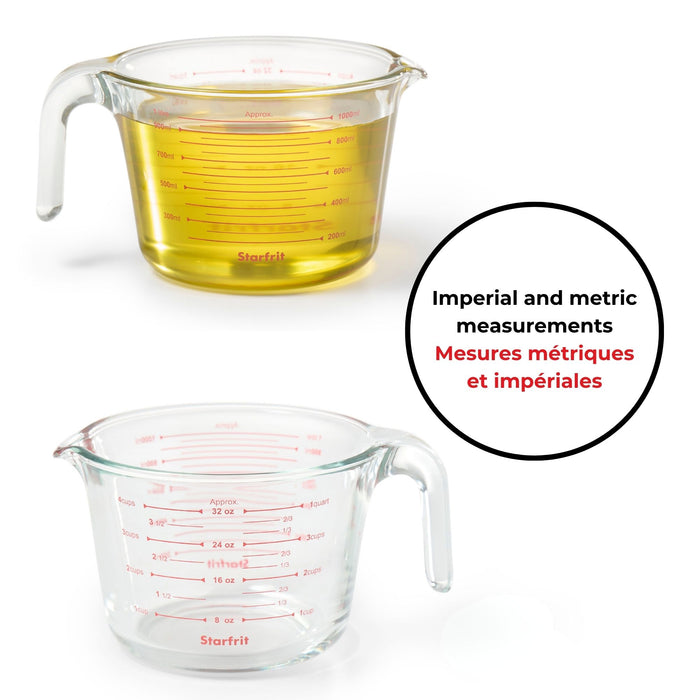 Ensemble de 3 tasses à mesurer en borosilicate 250, 500 et 1000 ml, Starfrit