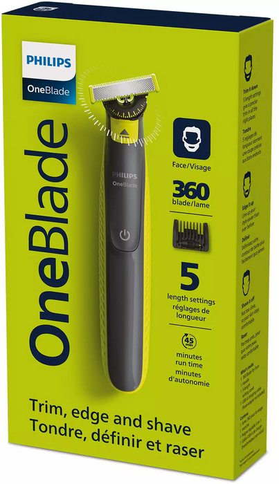 Ensemble de rasoir pour visage et corps, avec lame supplémentaire, sec et humide, Philips OneBlade 360