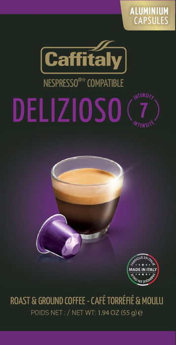 Capsules de café Delizioso, compatible Nespresso, Caffitaly (boîte de 10)