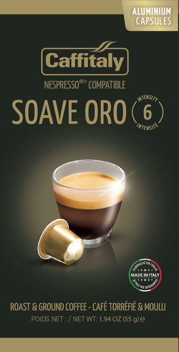 Capsule de café Soave Oro, compatible Nespresso, Caffitaly (boîte de 10)