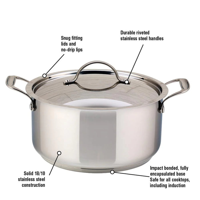 Cocotte en acier inoxydable avec couvercle, 5 litres, Confederation, Meyer