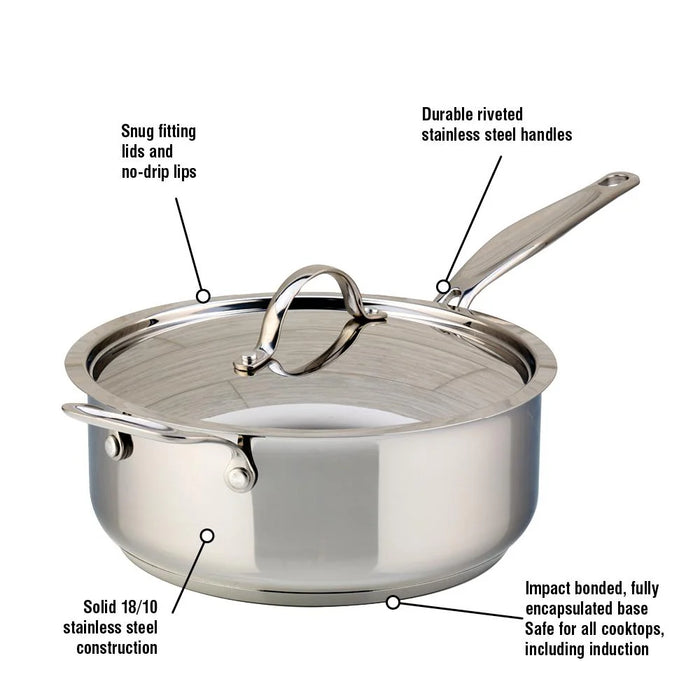 Sauteuse en acier inoxydable avec couvercle, 4 litres, Confederation, Meyer