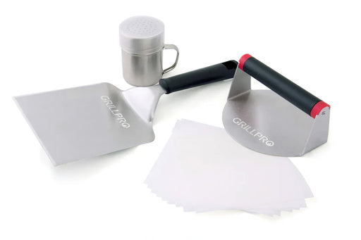 ZEMTRO Kit Smash Burger 4 En 1 - Presse Burger, Spatule, Assaisonnement Et Gants Inclus
