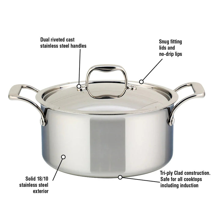 Cocotte en acier inoxydable, 3 plies avec couvercle, 5 litres, SuperSteel, Meyer