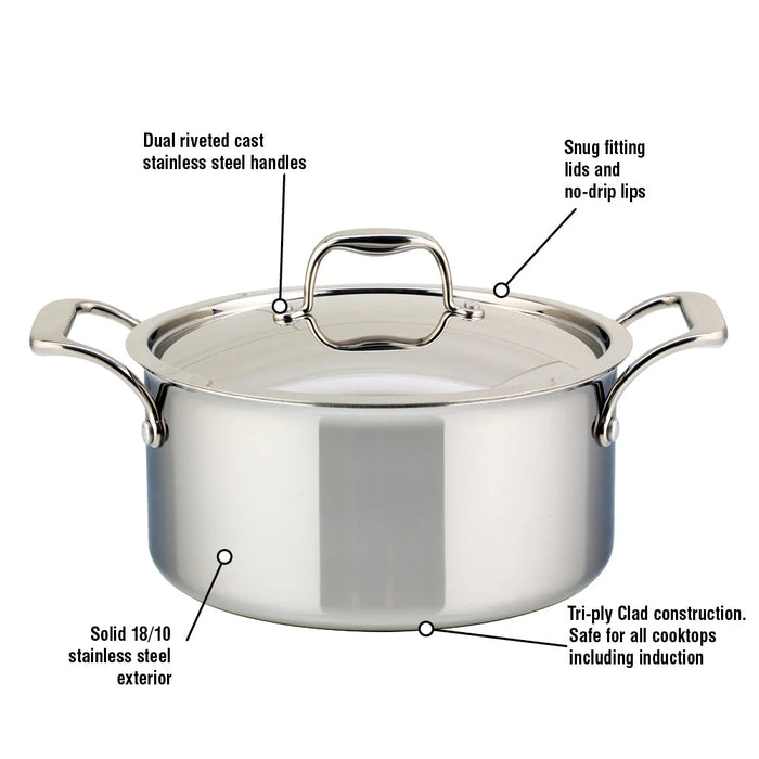 Cocotte en acier inoxydable, 3 plies avec couvercle, 5 litres, SuperSteel, Meyer