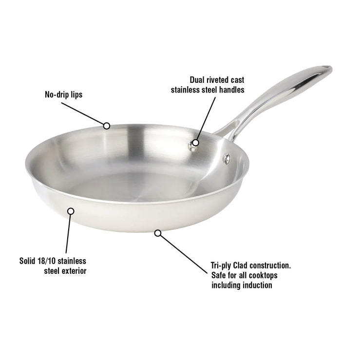 Poêle à frire en acier inoxydable, 3 plies avec couvercle, 24 cm, SuperSteel, Meyer