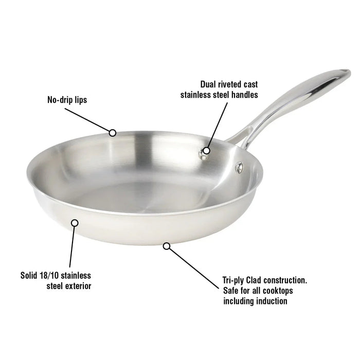 Poêle à frire en acier inoxydable, 3 plies avec couvercle, 28 cm, SuperSteel, Meyer