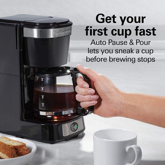 Cafetière filtre compacte, noire, 5 tasses, Hamilton Beach
