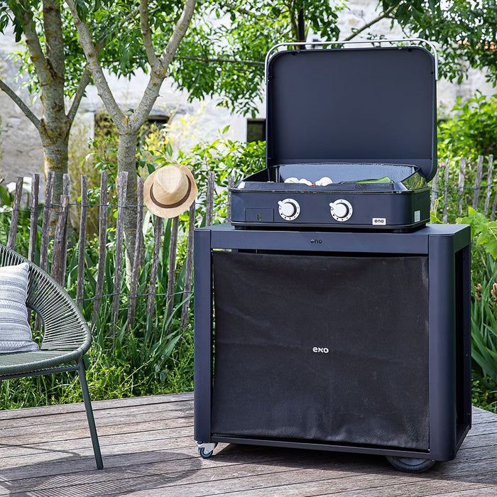 Plancha 2 feux ENOSign, fonte émaillée, bleu marine, ENO