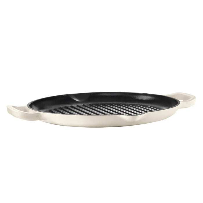 Poêle à griller 32 cm, fonte émaillée, blanche, Ricardo