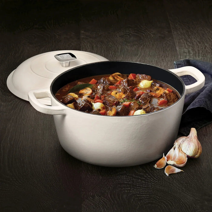Cocotte en fonte émaillée 4.73 litres, blanche, Ricardo
