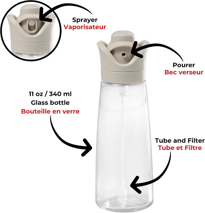 Bouteille d'huile et vaporisateur 2-en-1, 340 ml, Starfrit