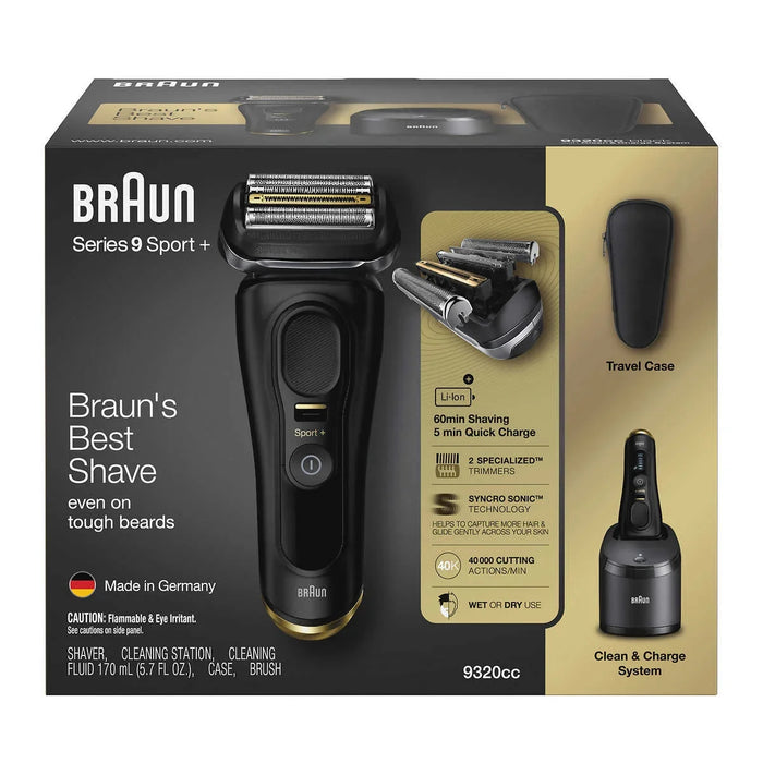 Rasoir rechargeable pour homme, sec et humide, Braun Series 9 Sport+ 9320CC