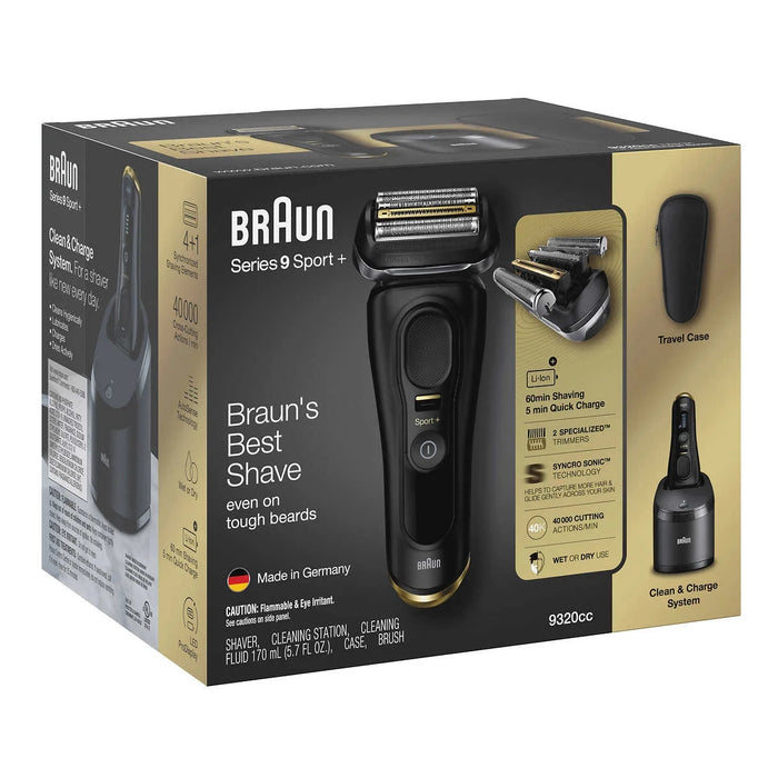 Rasoir rechargeable pour homme, sec et humide, Braun Series 9 Sport+ 9320CC