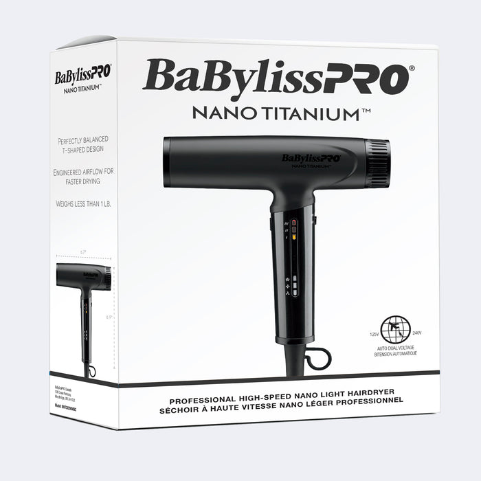 Séchoir à cheveux Nano Titanium, haute vitesse, noir, Babyliss Pro