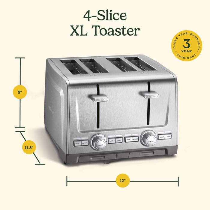 Grille-pain à fentes larges, 4 tranches, acier inoxydable, Cuisinart