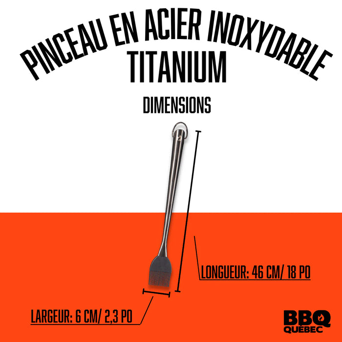 Pinceau en acier inoxydable, 18 po, couleur titanium, BBQ Québec