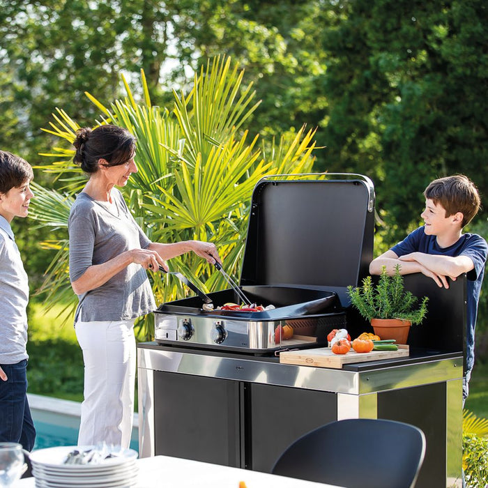 Plancha 2 feux ENOSign, fonte émaillée, acier inoxydable, ENO