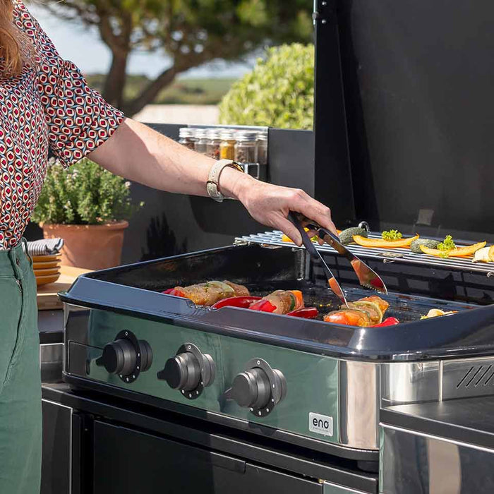 Plancha 3 feux ENOSign, fonte émaillée, acier inoxydable, ENO