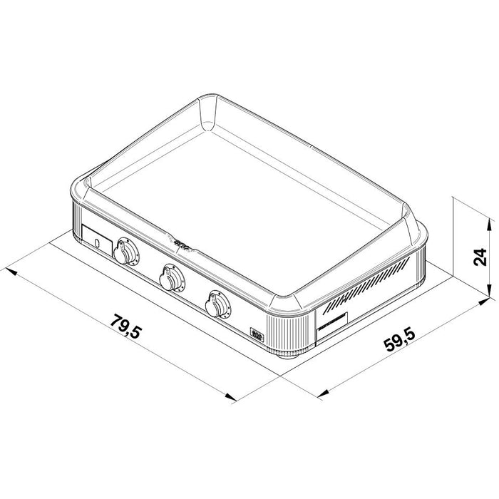 Plancha 3 feux ENOSign, fonte émaillée, acier inoxydable, ENO