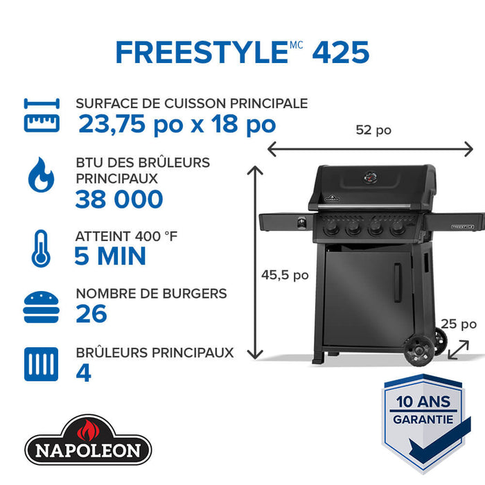 BBQ Freestyle 425, noir, Napoléon