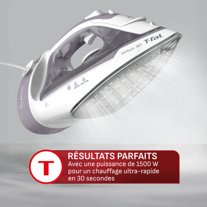 Fer à repasser à vapeur, cordon rétractable, T-fal Virtuo 30