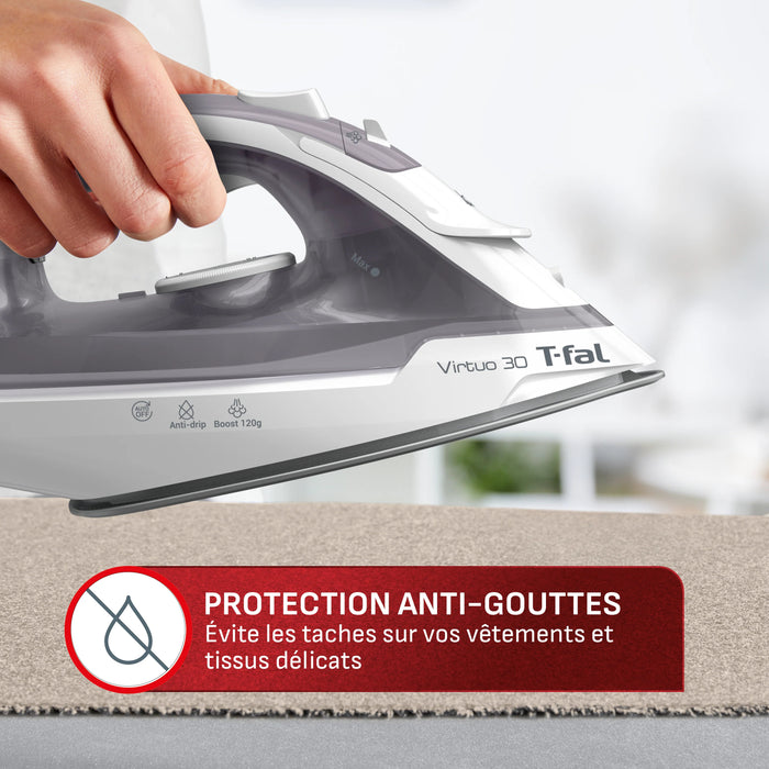 Fer à repasser à vapeur, cordon rétractable, T-fal Virtuo 30