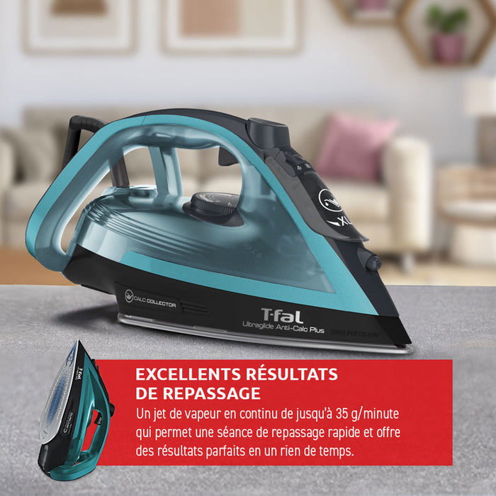 Fer à repasser à vapeur, turquoise, T-fal Ultraglide Plus