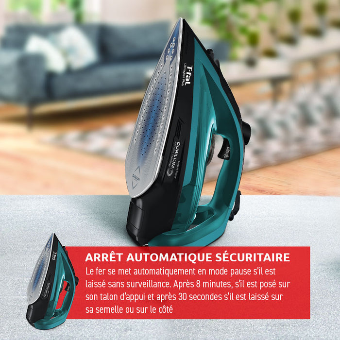 Fer à repasser à vapeur, turquoise, T-fal Ultraglide Plus