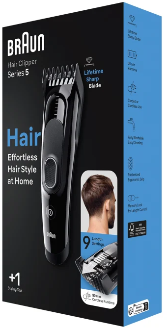 Tondeuse à cheveux, sans fil, Braun Series 5