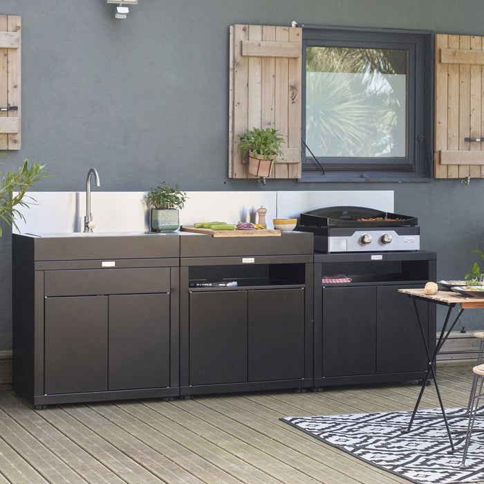 Meuble de cuisson avec tablette, noir, Le Marquier