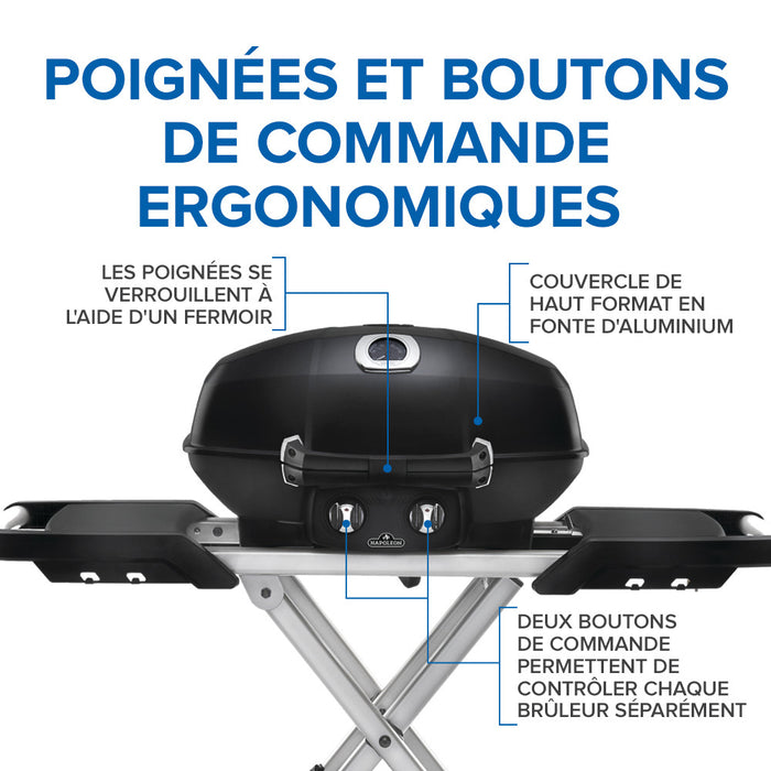 BBQ portatif, noir, Napoléon TravelQ Pro 285X (avec socle ciseaux)