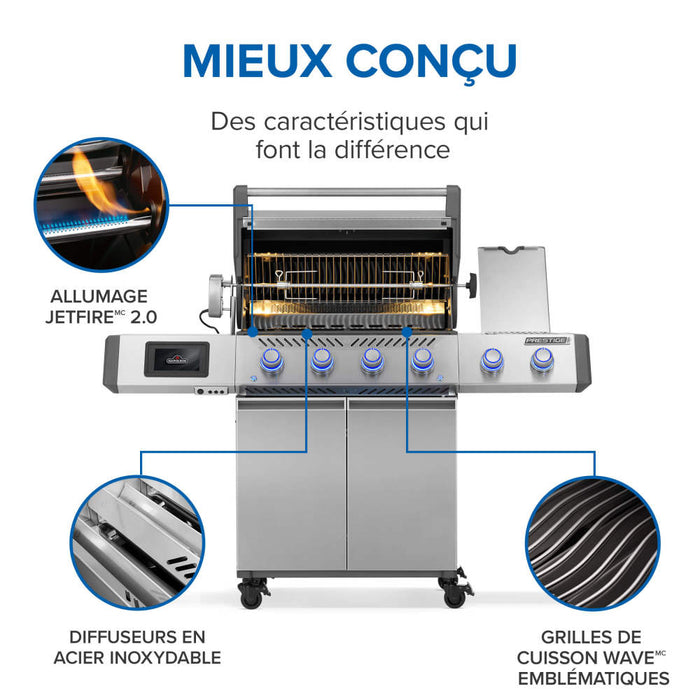 BBQ Prestige PRO 500, connecté, acier inoxydable, Napoléon