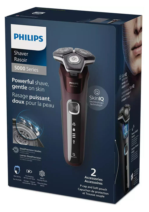 Rasoir rechargeable pour homme, bordeaux, sec et humide, Series 5000, Philips (S5881)
