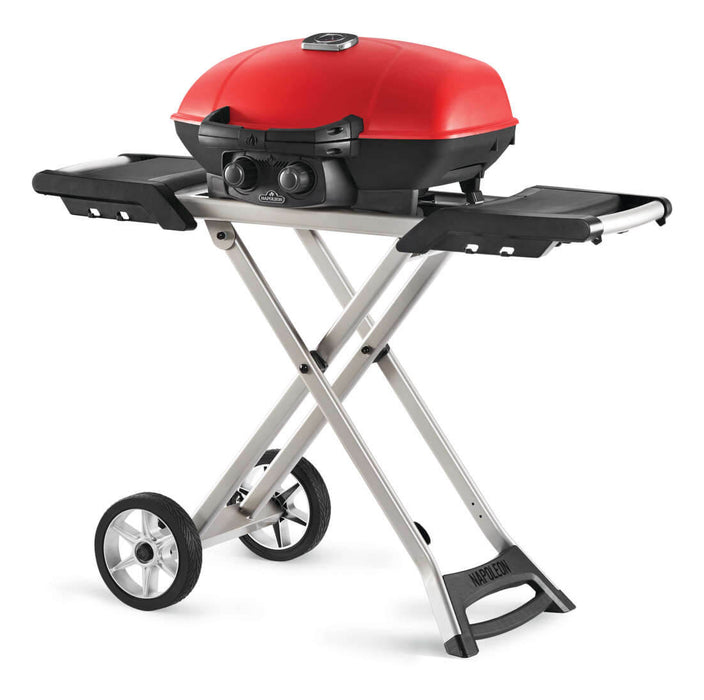 BBQ portatif, rouge, avec pattes ciseau, Napoléon TravelQ 285X