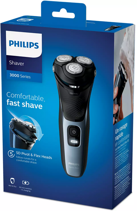 Rasoir rechargeable pour homme, sec et humide, Philips Series 3000
