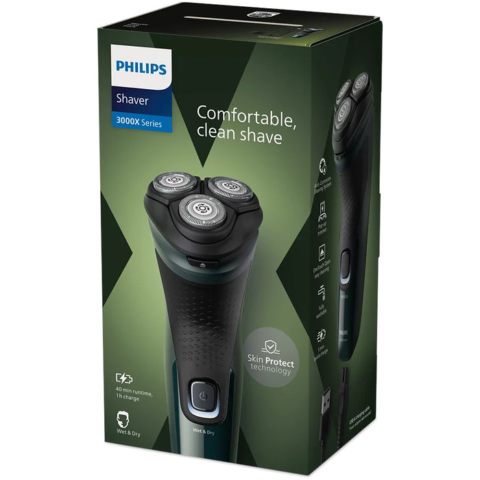 Rasoir rechargeable pour homme, vert, sec et humide, Philips 3000X