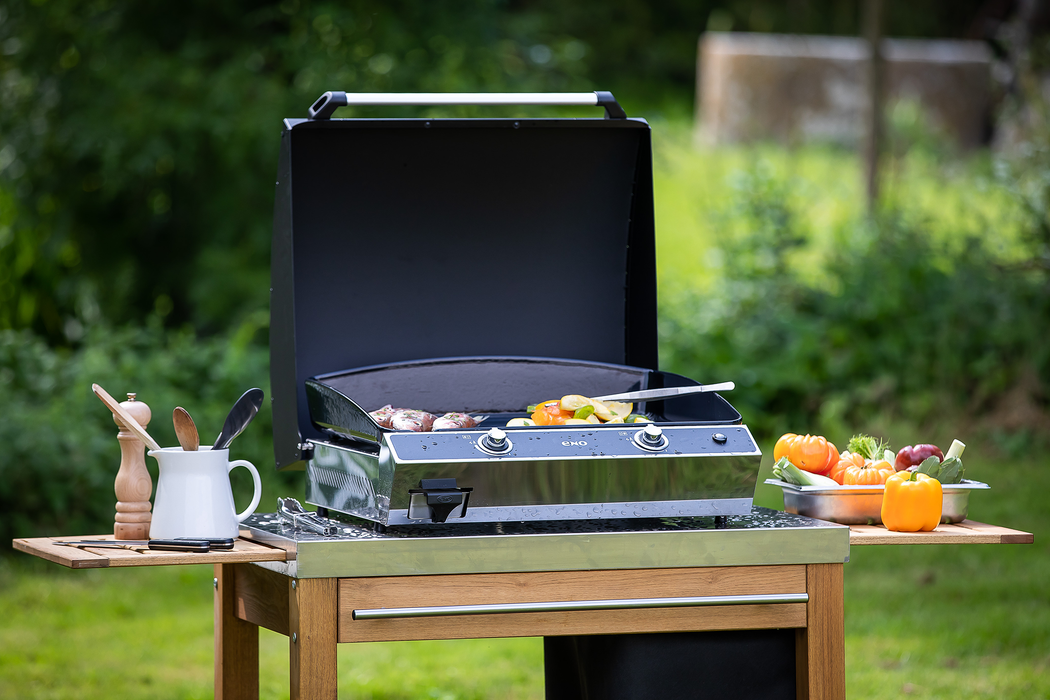 Plancha 2 feux Bergerac, fonte émaillée, acier inoxydable, ENO