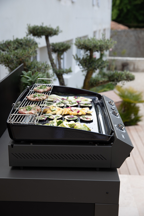 Plancha 3 feux Bergerac, fonte émaillée, gris cargo, ENO