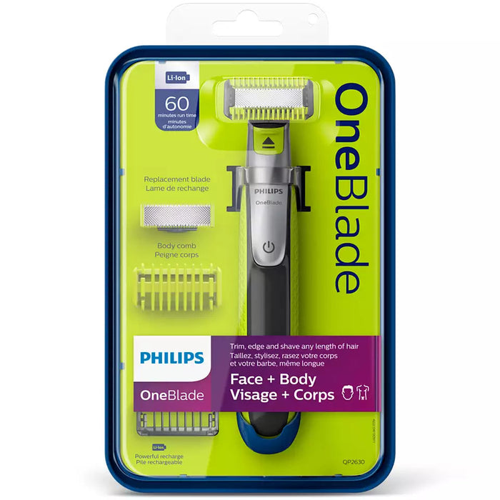 Ensemble de rasoir pour visage et corps, sec et humide, Philips OneBlade